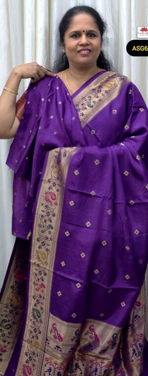 Purple Viscose Silk Saree Featuring Paithani Work | ASG651