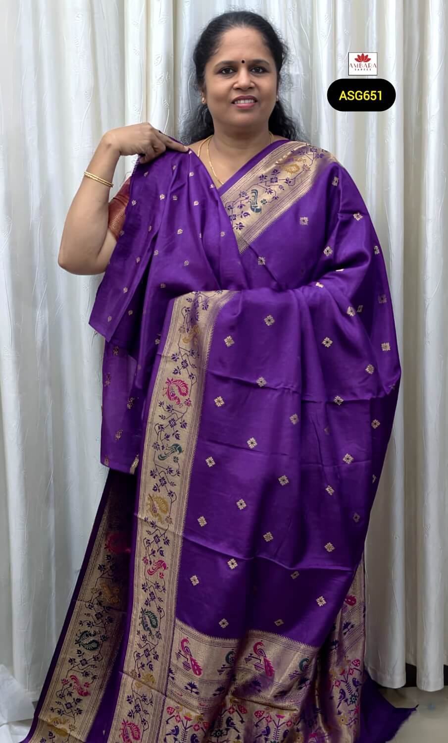 Purple Viscose Silk Saree Featuring Paithani Work | ASG651