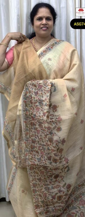 Light Sandal Color Butta Printed Kota Silk Saree | ASG740