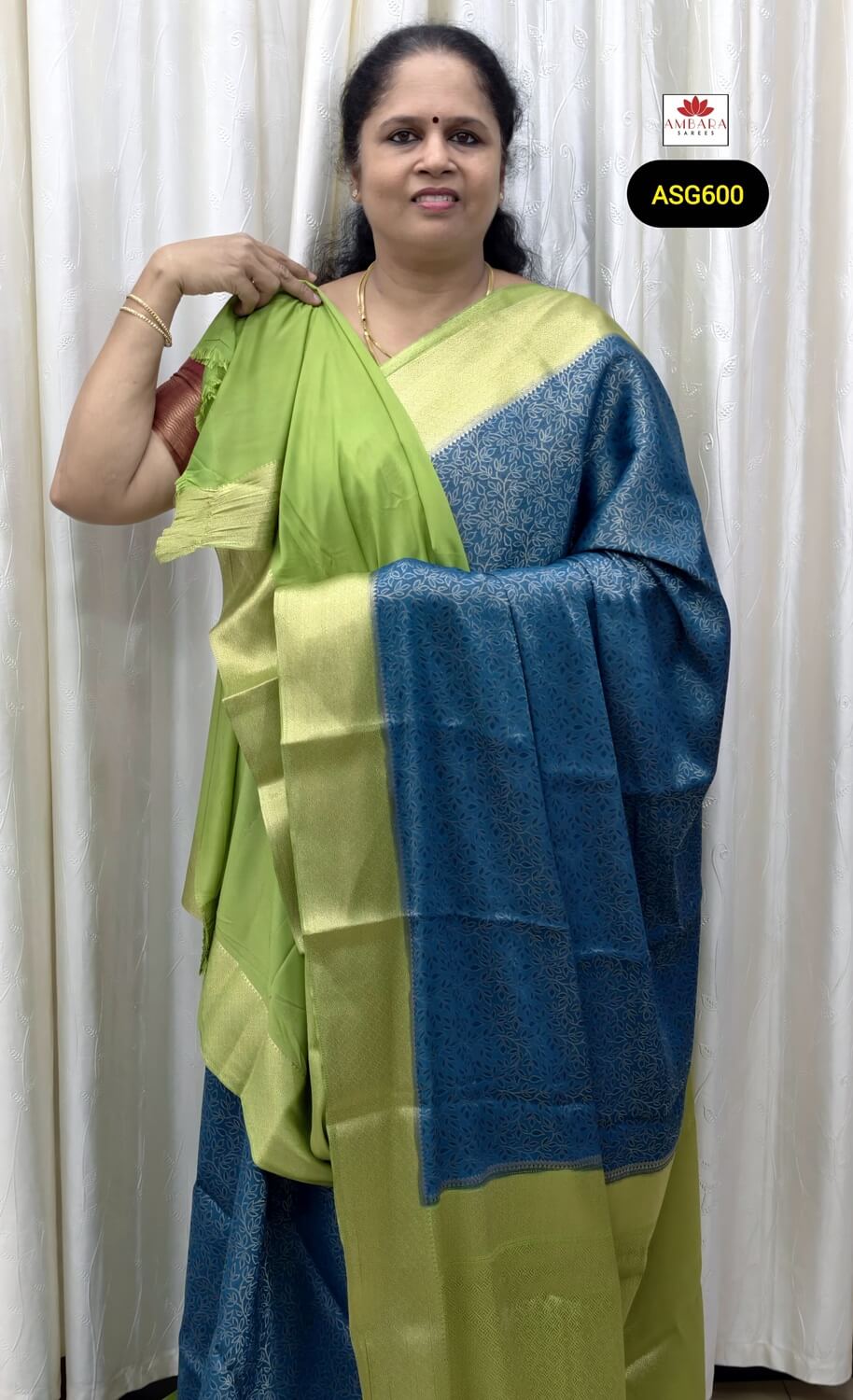 Ink Blue Pure Banarasi Georgette Saree With Contrast Pallu | ASG600