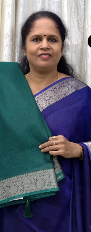 Green Color Georgette Saree With Banarasi Silver Zari Border | ASG638