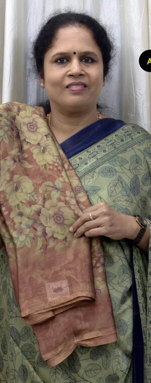 Brick Red Color Floral Printed Crepe Saree | ASG840