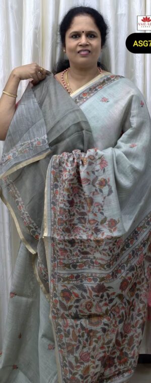 Light Blue Color Butta Printed Kota Silk Saree | ASG741