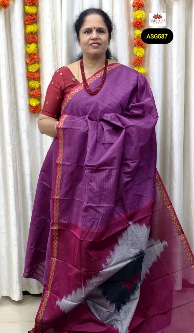 Vaadamalli Pure Handloom Cotton Saree with Shibori Pallu | ASG587
