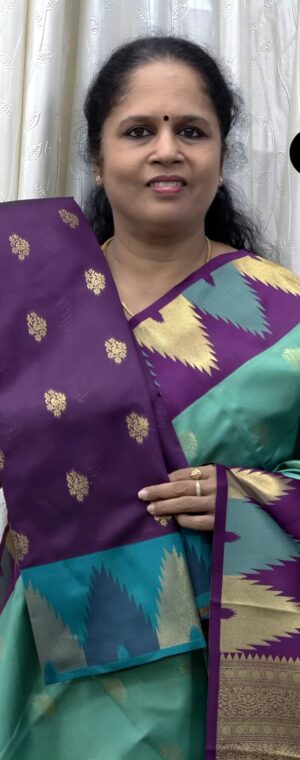 Purple Semi Silk Saree With Blue Zari Woven Border | ASG656