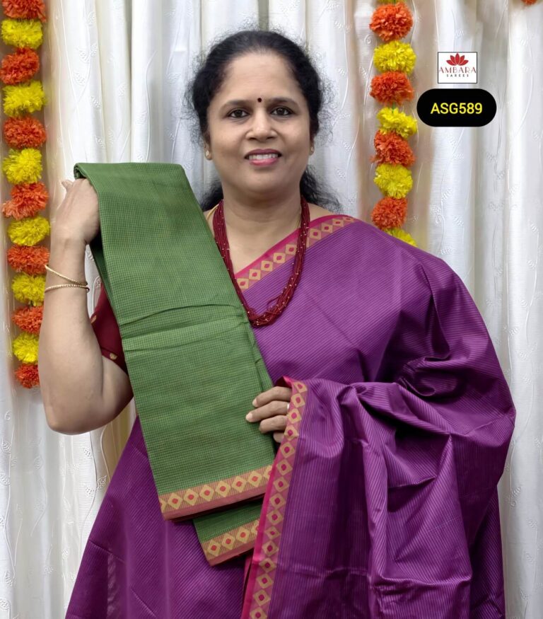 Bottle Green Handloom Saree with Shibori Contrast Pallu | ASG589