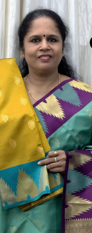 Gold Yellow Semi Silk Saree With Contrast Pallu Design | ASG657