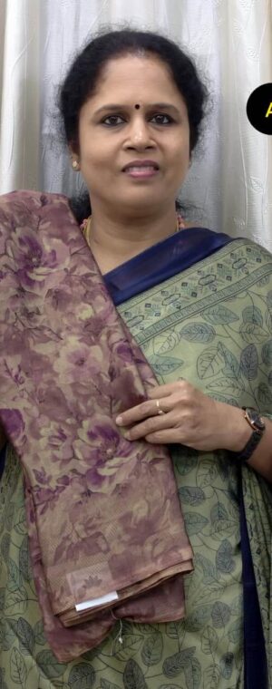 Navapazha Floral Printed Crepe Saree With Smooth Drape | ASG843
