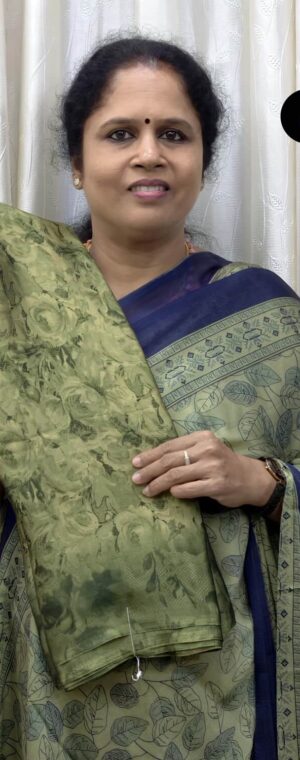 Dark Green Color Floral Printed Crepe Saree | ASG834